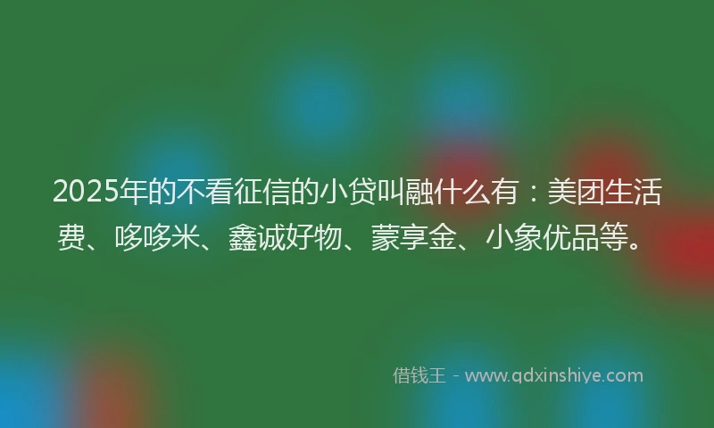 2025年的不看征信的小贷叫融什么有：美团生活费、哆哆米、鑫诚好物、蒙享金、小象优品等。