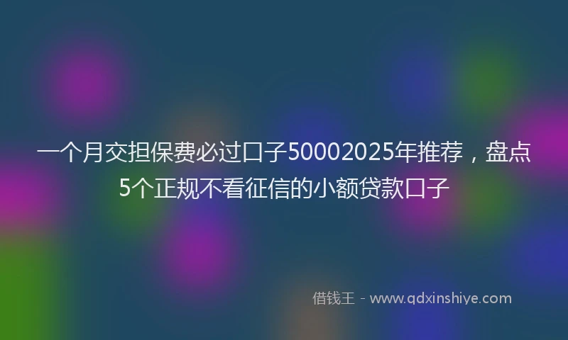 一个月交担保费必过口子50002025年推荐，盘点5个正规不看征信的小额贷款口子