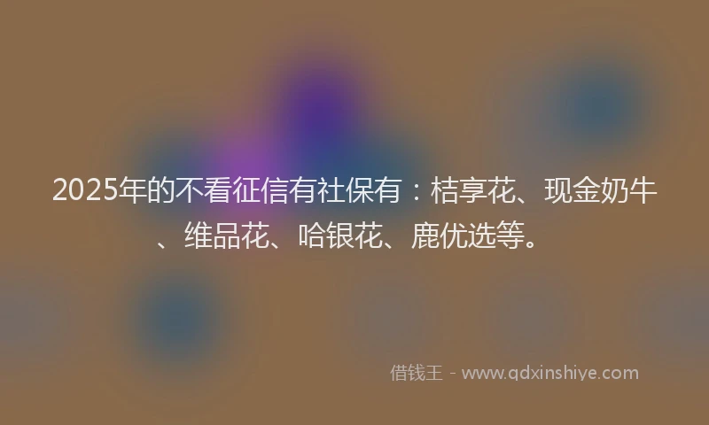 2025年的不看征信有社保有：桔享花、现金奶牛、维品花、哈银花、鹿优选等。