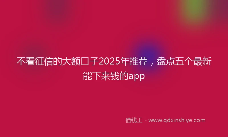不看征信的大额口子2025年推荐，盘点五个最新能下来钱的app