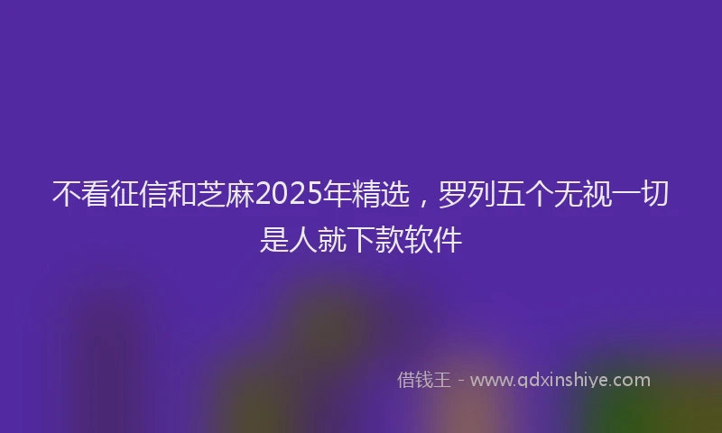 不看征信和芝麻2025年精选，罗列五个无视一切是人就下款软件