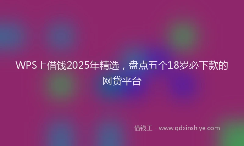 WPS上借钱2025年精选，盘点五个18岁必下款的网贷平台
