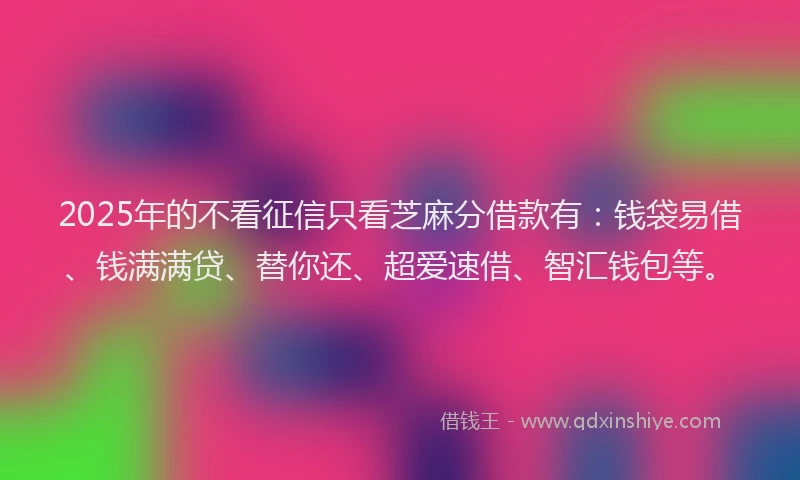 2025年的不看征信只看芝麻分借款有：钱袋易借、钱满满贷、替你还、超爱速借、智汇钱包等。