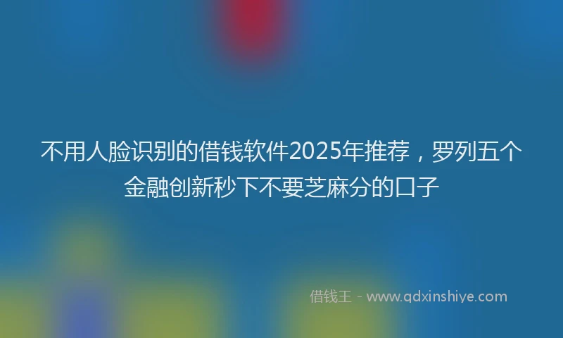 不用人脸识别的借钱软件2025年推荐，罗列五个金融创新秒下不要芝麻分的口子