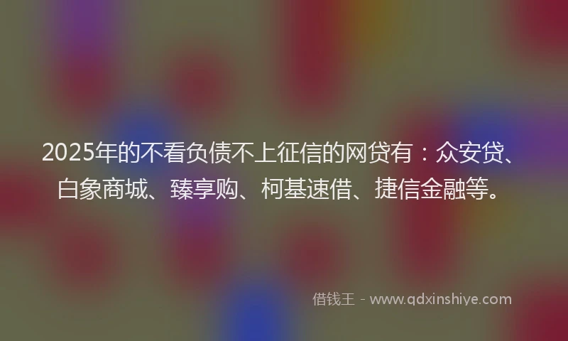 2025年的不看负债不上征信的网贷有：众安贷、白象商城、臻享购、柯基速借、捷信金融等。