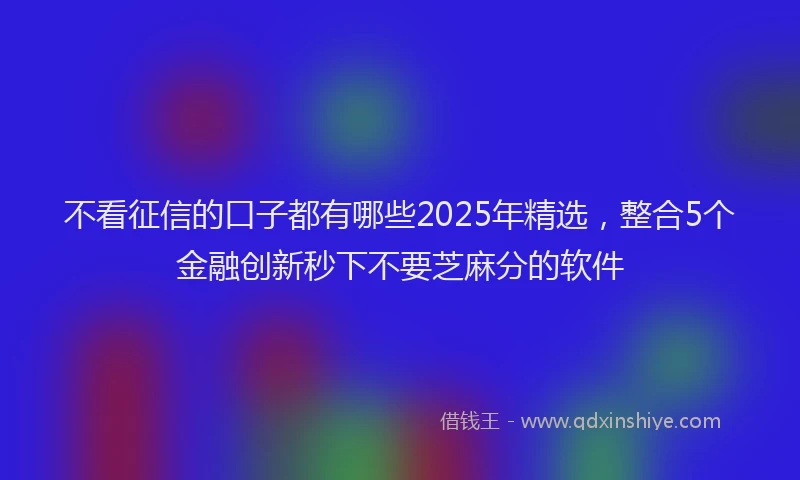 不看征信的口子都有哪些2025年精选，整合5个金融创新秒下不要芝麻分的软件
