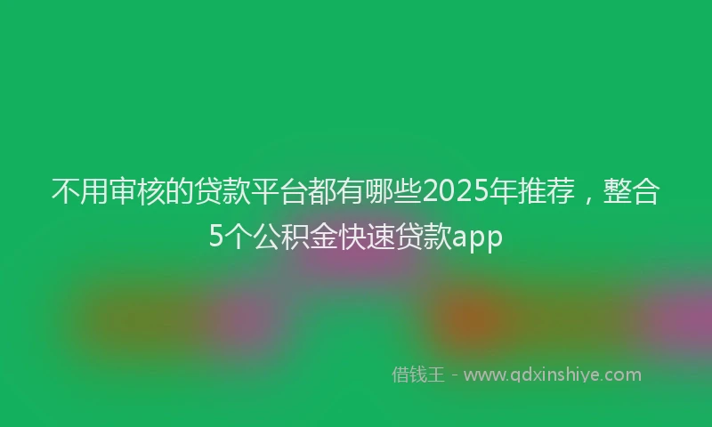 不用审核的贷款平台都有哪些2025年推荐，整合5个公积金快速贷款app