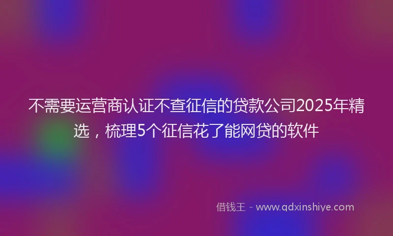 不需要运营商认证不查征信的贷款公司2025年精选，梳理5个征信花了能网贷的软件