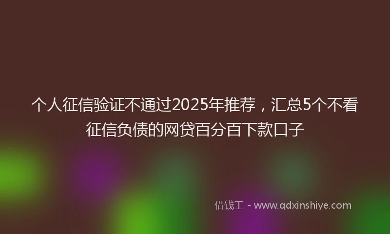 个人征信验证不通过2025年推荐，汇总5个不看征信负债的网贷百分百下款口子