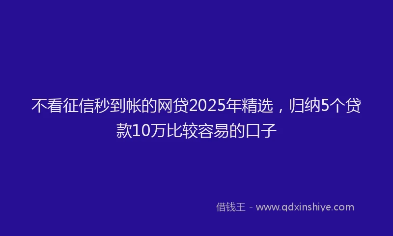 不看征信秒到帐的网贷2025年精选，归纳5个贷款10万比较容易的口子