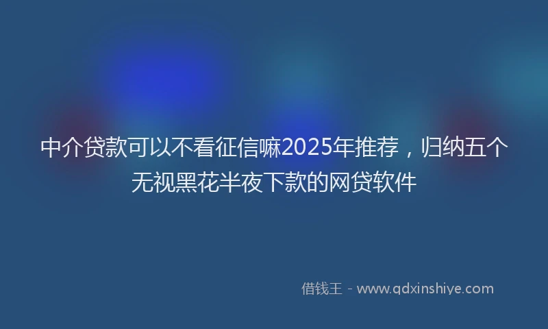 中介贷款可以不看征信嘛2025年推荐，归纳五个无视黑花半夜下款的网贷软件