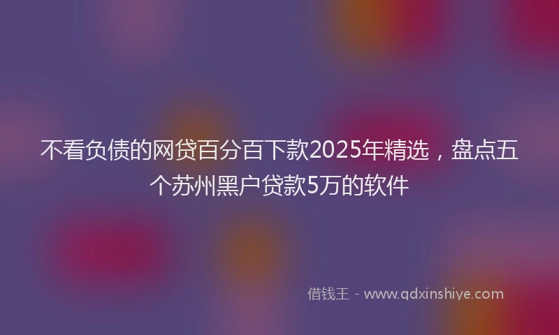不看负债的网贷百分百下款2025年精选，盘点五个苏州黑户贷款5万的软件