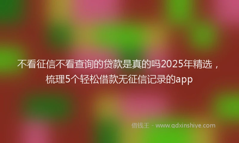 不看征信不看查询的贷款是真的吗2025年精选，梳理5个轻松借款无征信记录的app