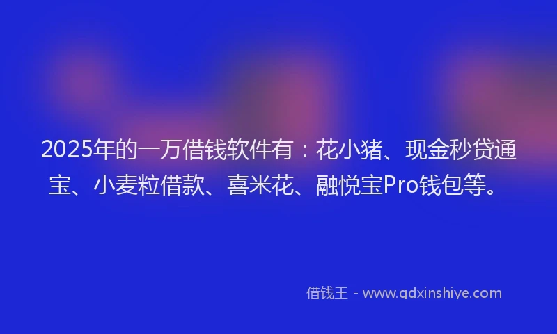 2025年的一万借钱软件有：花小猪、现金秒贷通宝、小麦粒借款、喜米花、融悦宝Pro钱包等。