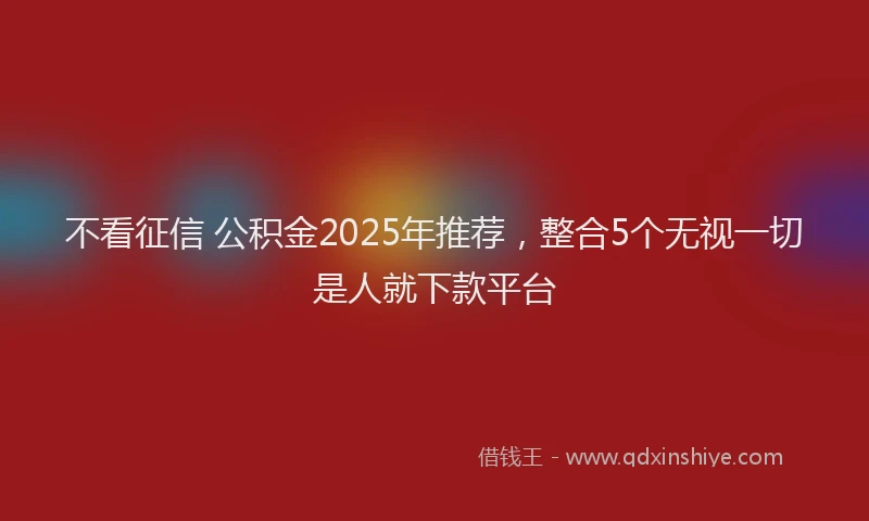 不看征信 公积金2025年推荐，整合5个无视一切是人就下款平台