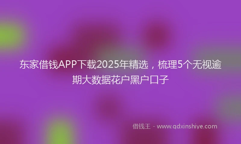 东家借钱APP下载2025年精选，梳理5个无视逾期大数据花户黑户口子