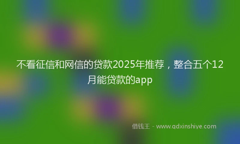 不看征信和网信的贷款2025年推荐，整合五个12月能贷款的app