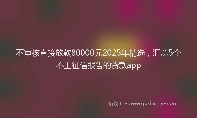 不审核直接放款80000元2025年精选，汇总5个不上征信报告的贷款app