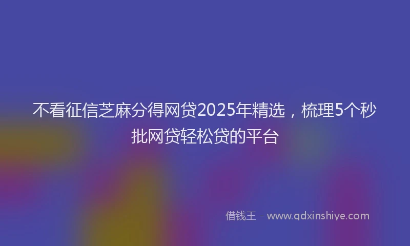 不看征信芝麻分得网贷2025年精选，梳理5个秒批网贷轻松贷的平台