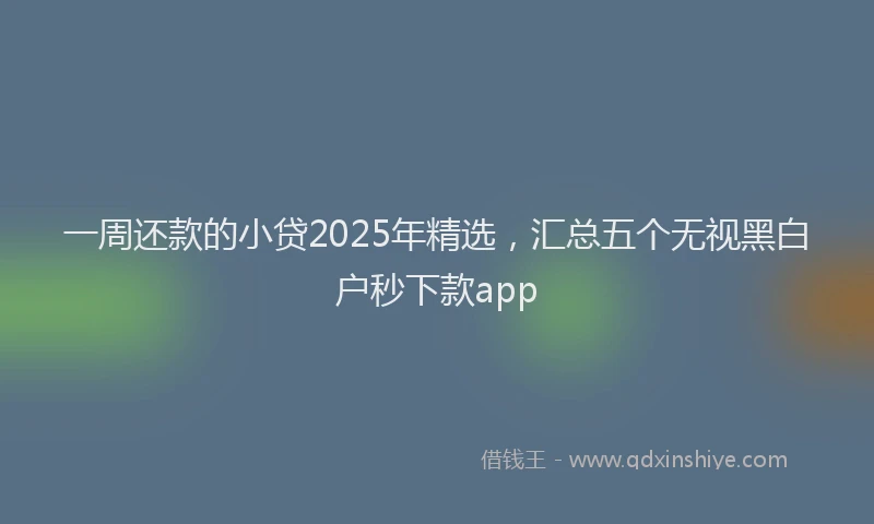 一周还款的小贷2025年精选，汇总五个无视黑白户秒下款app