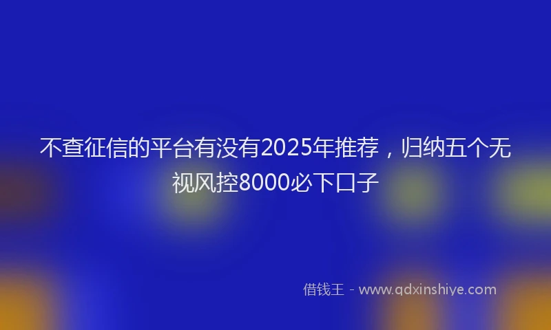 不查征信的平台有没有2025年推荐，归纳五个无视风控8000必下口子