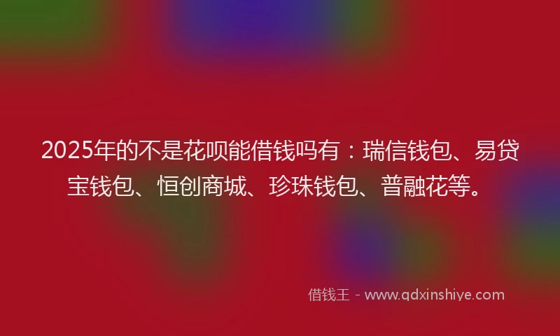 2025年的不是花呗能借钱吗有：瑞信钱包、易贷宝钱包、恒创商城、珍珠钱包、普融花等。