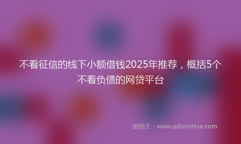 不看征信的线下小额借钱2025年推荐，概括5个不看负债的网贷平台