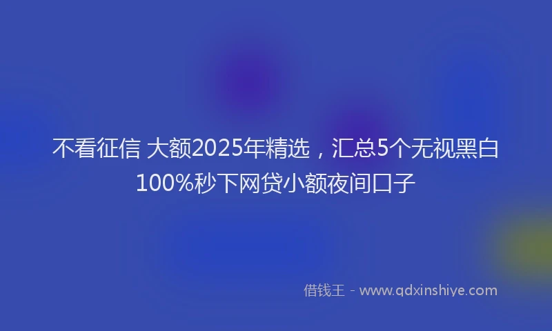 不看征信 大额2025年精选，汇总5个无视黑白100%秒下网贷小额夜间口子