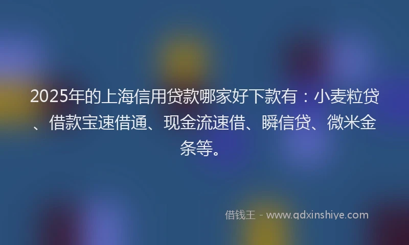 2025年的上海信用贷款哪家好下款有：小麦粒贷、借款宝速借通、现金流速借、瞬信贷、微米金条等。