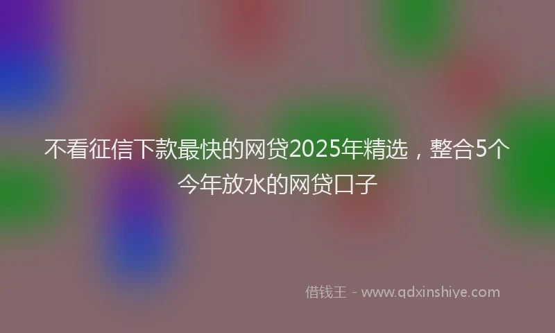 不看征信下款最快的网贷2025年精选，整合5个今年放水的网贷口子