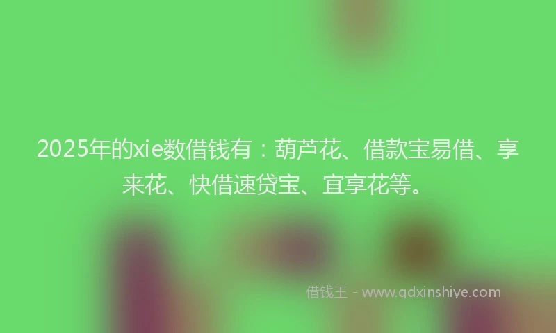 2025年的xie数借钱有：葫芦花、借款宝易借、享来花、快借速贷宝、宜享花等。