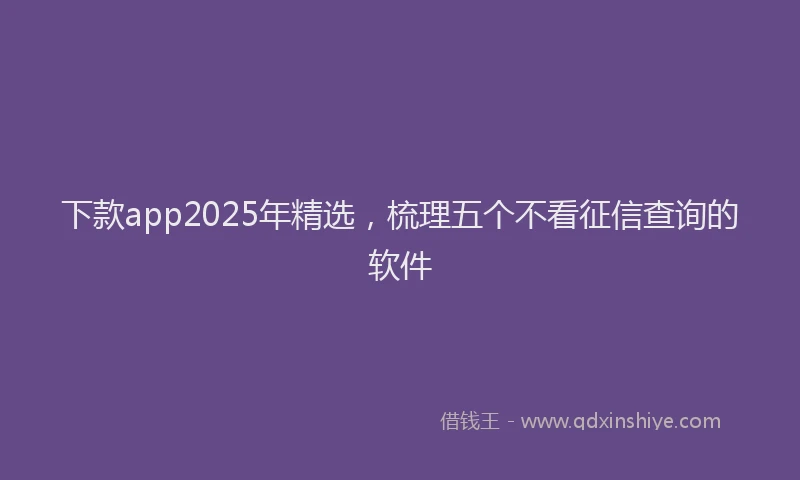 下款app2025年精选，梳理五个不看征信查询的软件