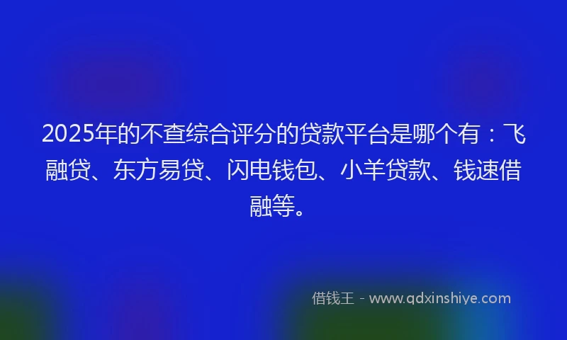 2025年的不查综合评分的贷款平台是哪个有：飞融贷、东方易贷、闪电钱包、小羊贷款、钱速借融等。