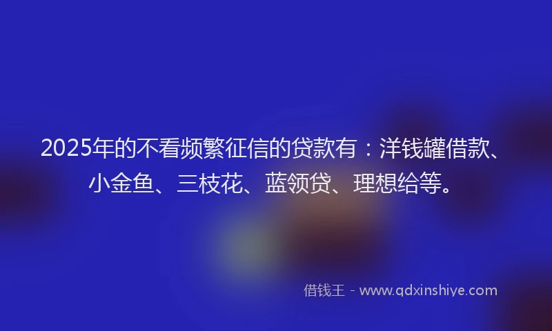2025年的不看频繁征信的贷款有：洋钱罐借款、小金鱼、三枝花、蓝领贷、理想给等。
