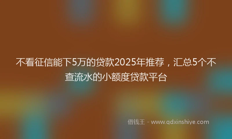 不看征信能下5万的贷款2025年推荐，汇总5个不查流水的小额度贷款平台