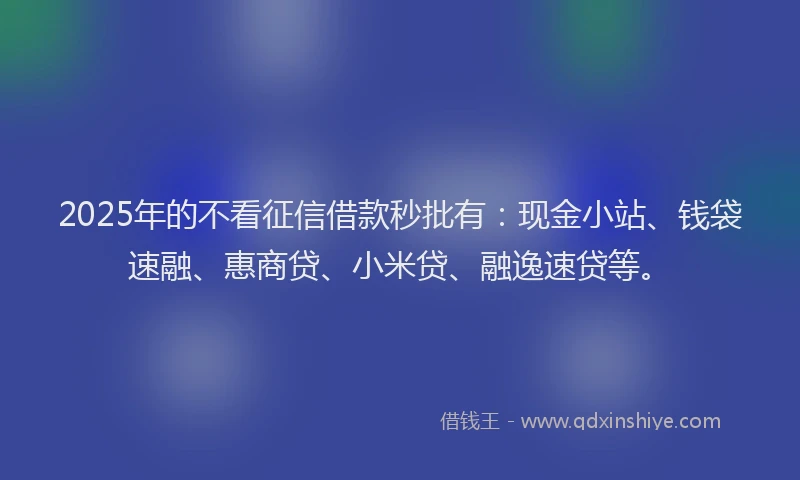 2025年的不看征信借款秒批有：现金小站、钱袋速融、惠商贷、小米贷、融逸速贷等。