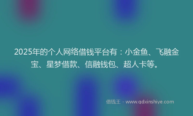 2025年的个人网络借钱平台有：小金鱼、飞融金宝、星梦借款、信融钱包、超人卡等。