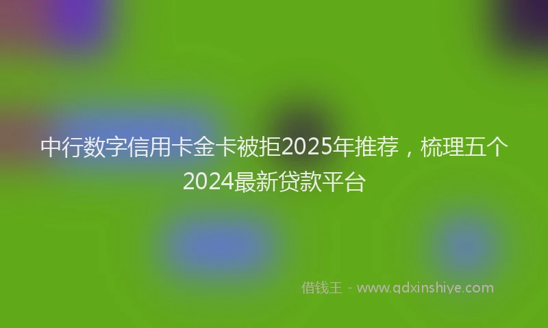 中行数字信用卡金卡被拒2025年推荐，梳理五个2024最新贷款平台