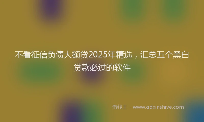 不看征信负债大额贷2025年精选，汇总五个黑白贷款必过的软件