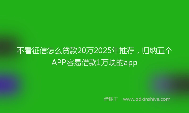 不看征信怎么贷款20万2025年推荐，归纳五个APP容易借款1万块的app