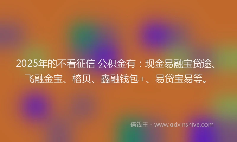 2025年的不看征信 公积金有：现金易融宝贷途、飞融金宝、榕贝、鑫融钱包+、易贷宝易等。