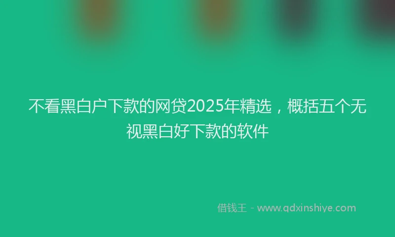 不看黑白户下款的网贷2025年精选，概括五个无视黑白好下款的软件