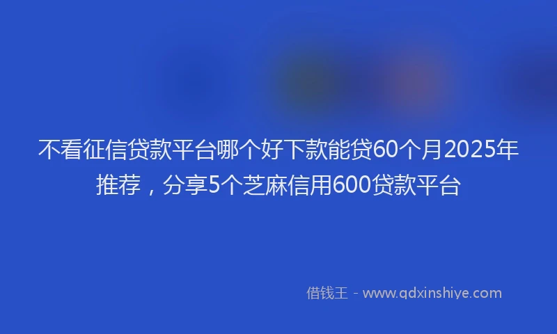 不看征信贷款平台哪个好下款能贷60个月2025年推荐，分享5个芝麻信用600贷款平台