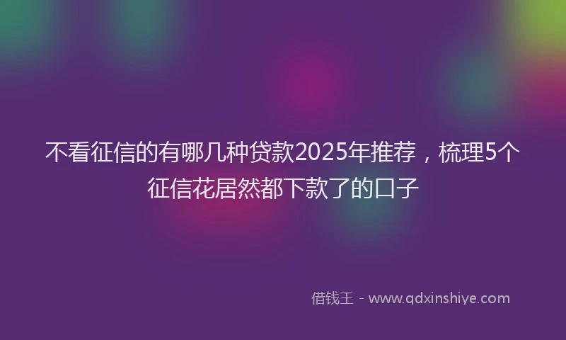 不看征信的有哪几种贷款2025年推荐，梳理5个征信花居然都下款了的口子