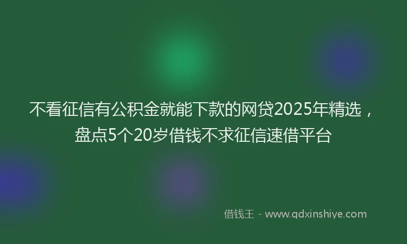 不看征信有公积金就能下款的网贷2025年精选，盘点5个20岁借钱不求征信速借平台