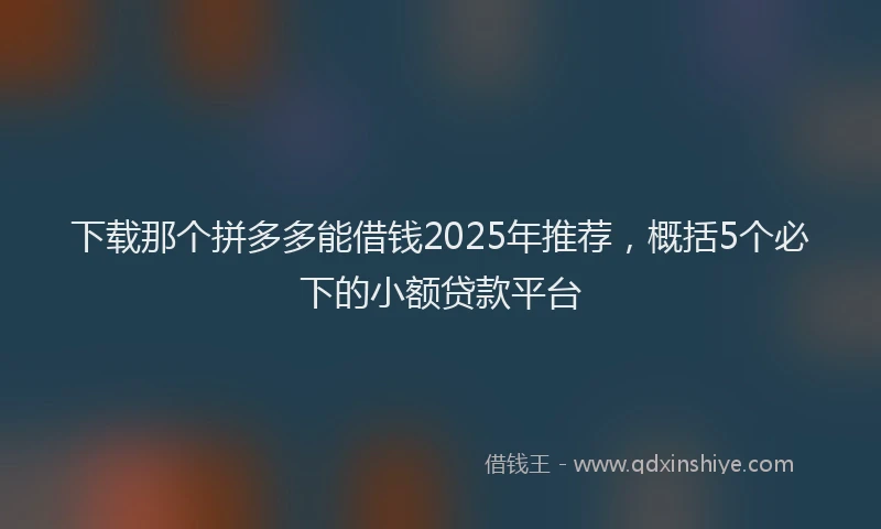下载那个拼多多能借钱2025年推荐，概括5个必下的小额贷款平台