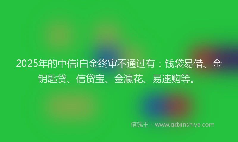 2025年的中信i白金终审不通过有：钱袋易借、金钥匙贷、信贷宝、金瀛花、易速购等。