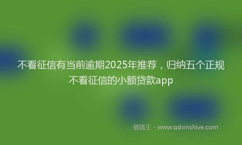 不看征信有当前逾期2025年推荐，归纳五个正规不看征信的小额贷款app