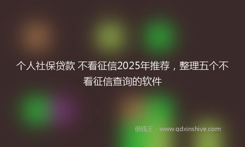 个人社保贷款 不看征信2025年推荐，整理五个不看征信查询的软件