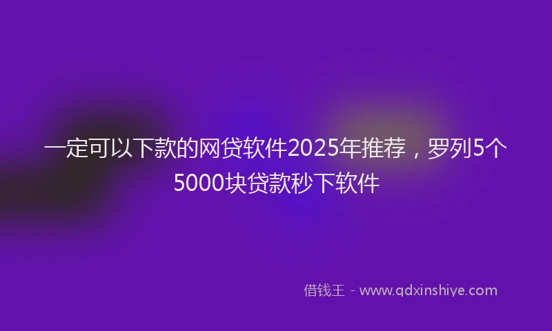 一定可以下款的网贷软件2025年推荐，罗列5个5000块贷款秒下软件
